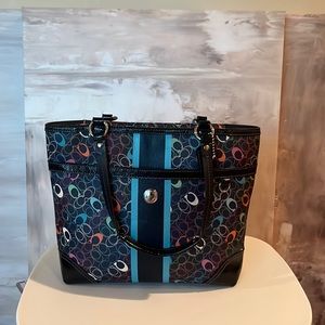 Coach Blue Multi Colored Signature Tote